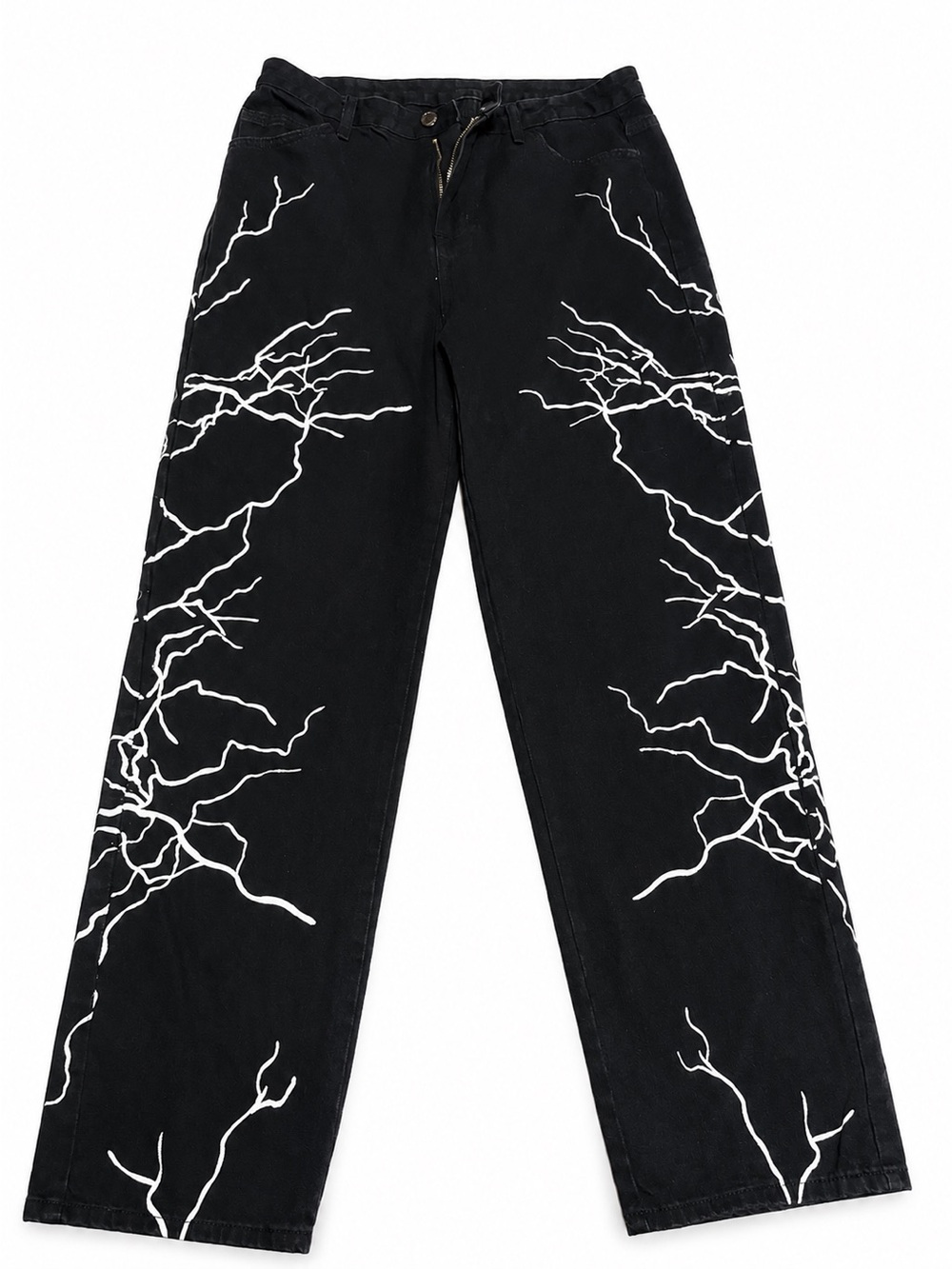 SHEIN Black High-Rise Pants with Button Accent